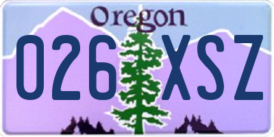 OR license plate 026XSZ
