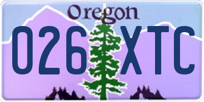 OR license plate 026XTC