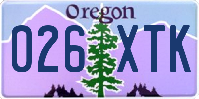 OR license plate 026XTK