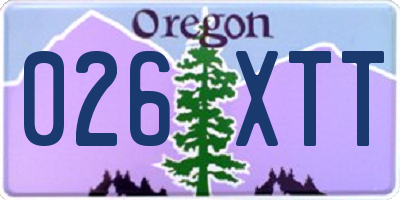 OR license plate 026XTT