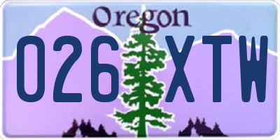 OR license plate 026XTW