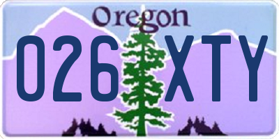 OR license plate 026XTY
