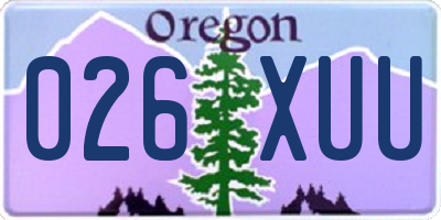 OR license plate 026XUU