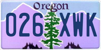 OR license plate 026XWK