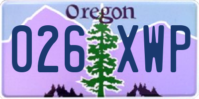 OR license plate 026XWP
