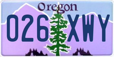 OR license plate 026XWY