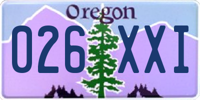 OR license plate 026XXI