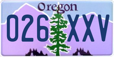 OR license plate 026XXV
