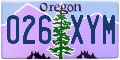 OR license plate 026XYM