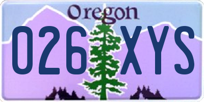 OR license plate 026XYS