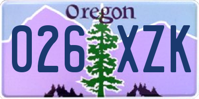 OR license plate 026XZK