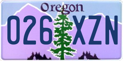 OR license plate 026XZN