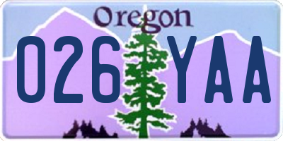 OR license plate 026YAA