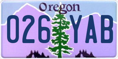 OR license plate 026YAB
