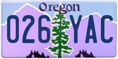 OR license plate 026YAC