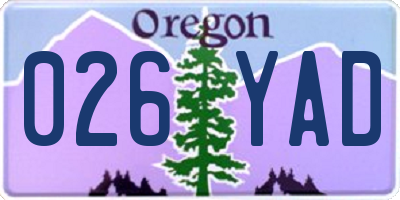 OR license plate 026YAD