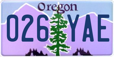 OR license plate 026YAE