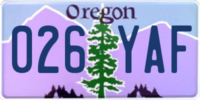 OR license plate 026YAF