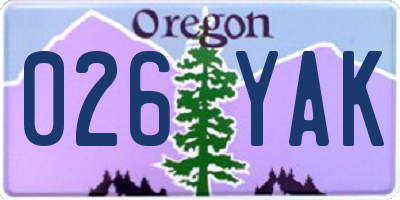OR license plate 026YAK