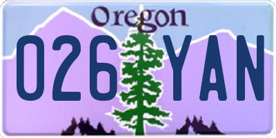 OR license plate 026YAN