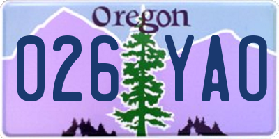 OR license plate 026YAO