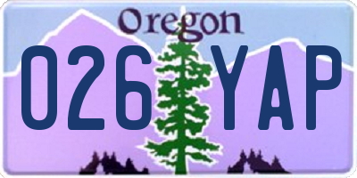 OR license plate 026YAP