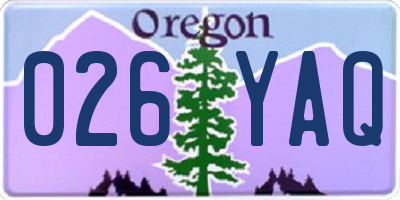 OR license plate 026YAQ