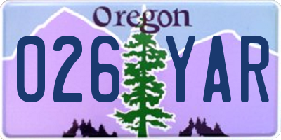 OR license plate 026YAR