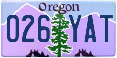 OR license plate 026YAT