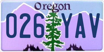 OR license plate 026YAV