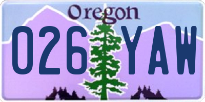 OR license plate 026YAW