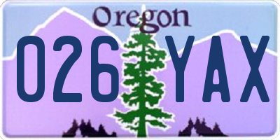 OR license plate 026YAX