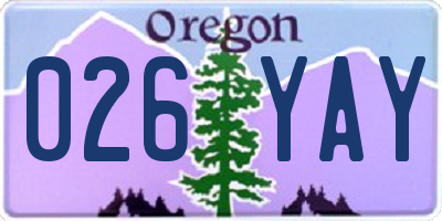 OR license plate 026YAY