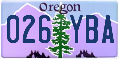 OR license plate 026YBA