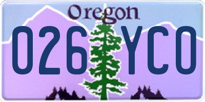OR license plate 026YCO