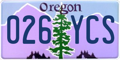 OR license plate 026YCS