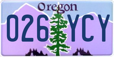 OR license plate 026YCY
