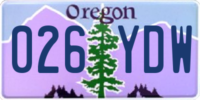OR license plate 026YDW