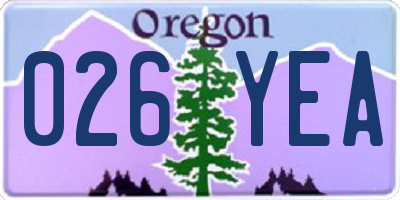 OR license plate 026YEA