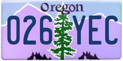 OR license plate 026YEC
