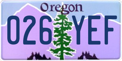 OR license plate 026YEF