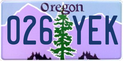 OR license plate 026YEK