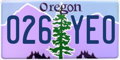 OR license plate 026YEO