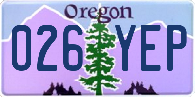 OR license plate 026YEP