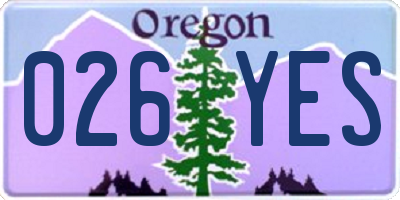 OR license plate 026YES