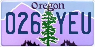 OR license plate 026YEU