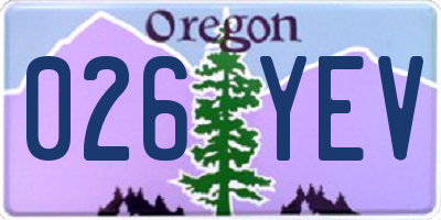 OR license plate 026YEV