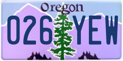 OR license plate 026YEW