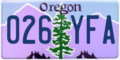 OR license plate 026YFA