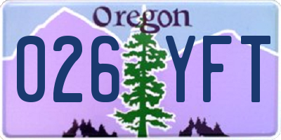 OR license plate 026YFT